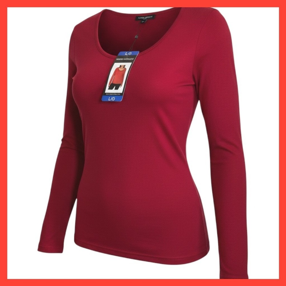 NWT Mario Serrani Italy Womens Red Long Sleeve Ribbed Knit Scoop Neck‎ Top Large